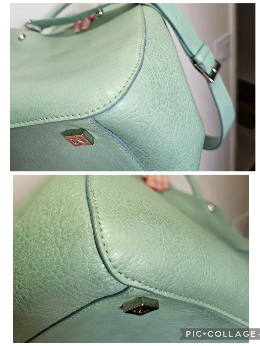 Massaccesi Mint Green Handmade Vachetta Leather Charlotte Satchel GUC